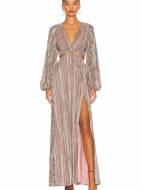 House of Harlow 1960 Multicolor Metallic Stripe Maxi Dress